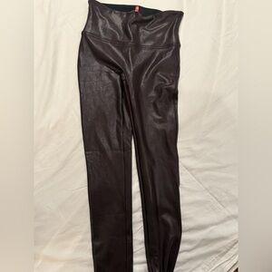 Spanx brown faux leather leggings